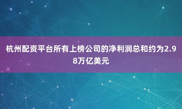 杭州配资平台所有上榜公司的净利润总和约为2.98万亿美元
